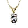 Image 1 : 0.50 ctw Certified VS/SI Quality Oval Diamond Necklace 10k Yellow Gold - REF-65M2G