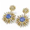 Image 3 : 6.33 ctw Tanzanite & Diamond Earrings 18K Yellow Gold - REF-274F5M