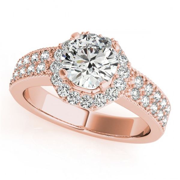 1.11 ctw Certified VS/SI Diamond Halo Ring 18k Rose Gold - REF-169N2F