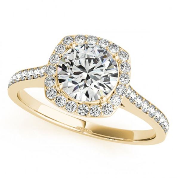 0.85 ctw Certified VS/SI Diamond Halo Ring 18k Yellow Gold - REF-94W3H