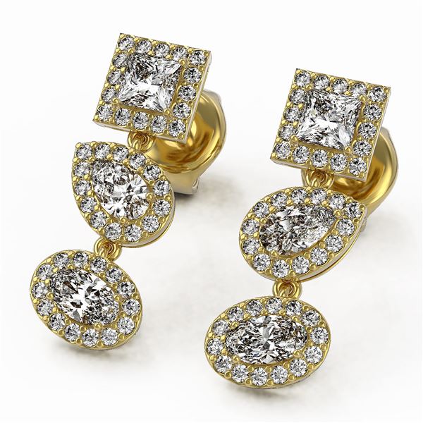 2.5 ctw Mix Cut Diamonds Designer Earrings 18K Yellow Gold - REF-280Y2X