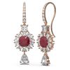 Image 2 : 9.31 ctw Ruby & Diamond Earrings 18K Rose Gold - REF-890R9K