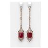 Image 1 : 13.65 ctw Ruby & Diamond Earrings 18K Rose Gold - REF-354R5K