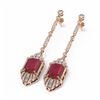 Image 3 : 13.65 ctw Ruby & Diamond Earrings 18K Rose Gold - REF-354R5K