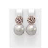 Image 1 : 0.63 ctw Diamond & Pearl Earrings 18K Rose Gold - REF-71Y6X