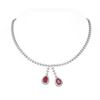 Image 1 : 16.87 ctw Ruby & Diamond Necklace 18K White Gold - REF-905F5M