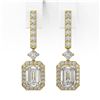 Image 2 : 3 ctw Emerald Cut Diamond Designer Earrings 18K Yellow Gold - REF-757N9F