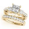 Image 1 : 2.1 ctw VS/SI Diamond 3 Stone Princess Cut 2pc Set 14k Yellow Gold - REF-380Y5X