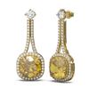 Image 2 : 13.7 ctw Canary Citrine & Diamond Earrings 18K Yellow Gold - REF-228F8M