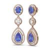 Image 2 : 14.42 ctw Tanzanite & Diamond Earrings 18K Rose Gold - REF-800Y2X