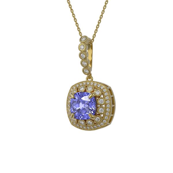 7.19 ctw Tanzanite & Diamond Victorian Necklace 14K Yellow Gold - REF-290A9N