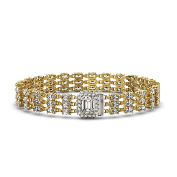19.48 ctw Emerald Cut & Oval Diamond Bracelet 18K Yellow Gold - REF-2068Y4X