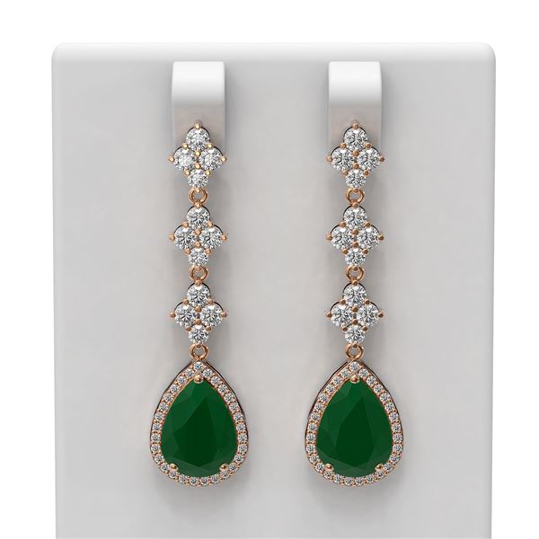 9.82 ctw Emerald & Diamond Earrings 18K Rose Gold - REF-340G2W
