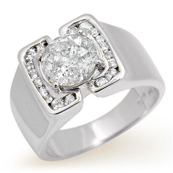 2.08 ctw Certified Diamond Men's Ring 10k White Gold - REF-510A2N