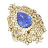 Image 3 : 5.27 ctw Tanzanite & Diamond Ring 18K Yellow Gold - REF-345G5W