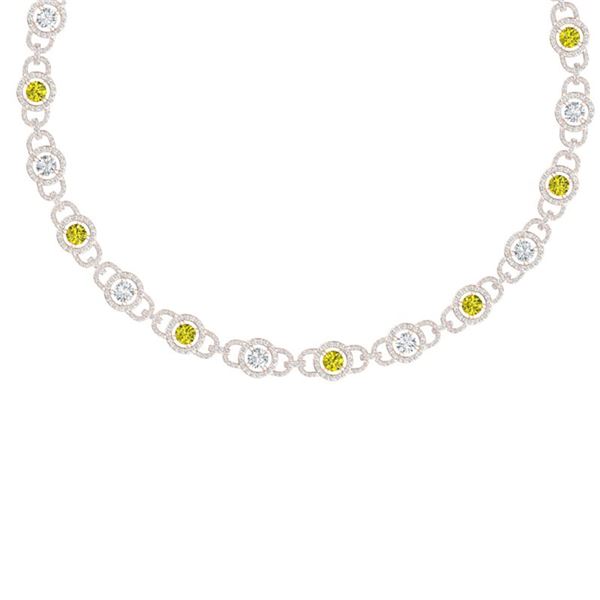 25 ctw Fancy Yellow Halo Diamond Necklace 18K Rose Gold - REF-2520G2W