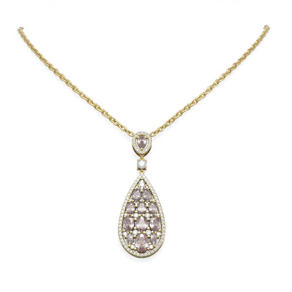 10.86 ctw Morganite & Diamond Necklace 18K Yellow Gold - REF-323K6Y
