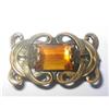 Image 1 : Art Nouveau Ornate Brass & Czech Glass Brooch #1948904