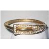 Image 1 : Pave Rhinestone & Gold Tone Hinged Bangle #1948974