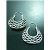 Image 1 : Cross-Hatch Hoop Sterling Silver Earrings #1949321