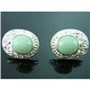 Image 1 : Green Jade Post Earrings Silver 925 Handcrafted#1949352