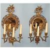 Image 1 : PAIR OF FRENCH BRASS 3 ARM CANDLE WALL SCONCES #1950161