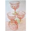 Image 1 : Four Pink Bowl Green Stem Cut Sherbets #1950445