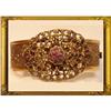 Image 1 : OLD Czech FILIGREE Purple STONES Bracelet #1951008