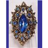 Image 1 : HUGE fancy BLUE RHINESTONE baroque RING #1951028