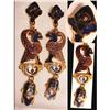 Image 1 : EGYPTIAN ENAMEL LONG FIGURAL EARRINGS #1951033