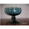 Image 1 : handblown etched blue compote #1951384