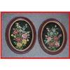 Image 1 : Pair of Victorian Oval Velvet Floral Paintings #1973497