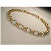 14K YG Gold Floral Aquamarine Tennis Bracelet #1973541