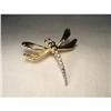 14K YG Yellow Gold Diamond Dragonfly Brooch Pin#1973543