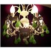 Image 1 : Brass 5 Light Chandelier with Jadeite #1982956