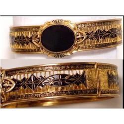 GORGEOUS Victorian mourning enamel bracelet #1993854