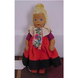 Doll Wood Wooden Germany Girl Painted  #1994010