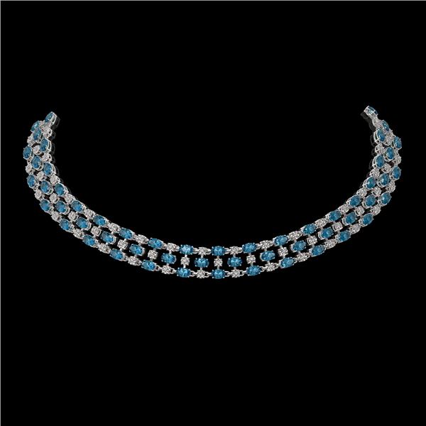61.73 ctw London Topaz & Diamond Necklace 10K White Gold - REF-527F3M