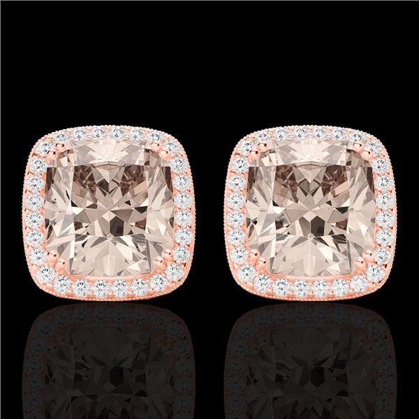 6 ctw Morganite & Micro Pave VS/SI Diamond Earrings 14k Rose Gold - REF-106R2K