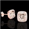 Image 2 : 6 ctw Morganite & Micro Pave VS/SI Diamond Earrings 14k Rose Gold - REF-106R2K