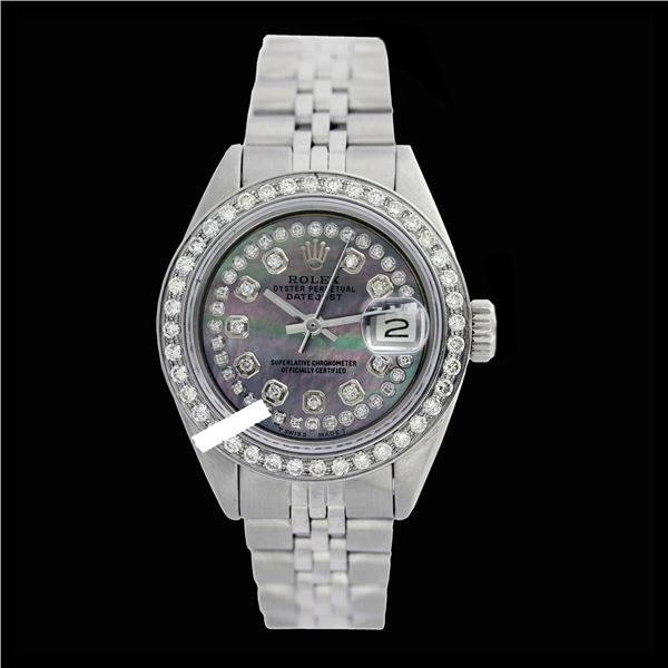 Rolex Ladies Stainless Steel, Diam Dial & Diam/Sapphire Bezel, Sapphire Crystal