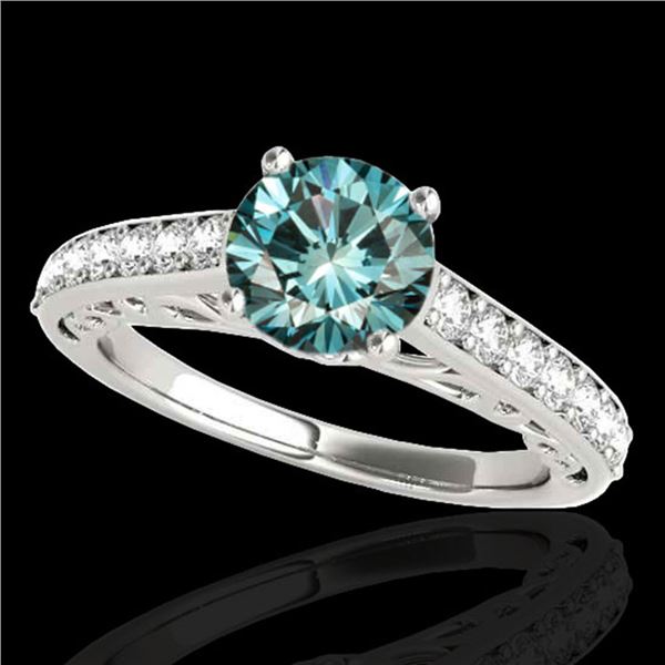 1.65 ctw SI Certified Fancy Blue Diamond Solitaire Ring 10k White Gold - REF-152F8M
