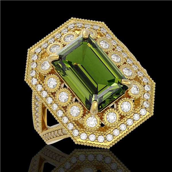 6.08 ctw Certified Tourmaline & Diamond Victorian Ring 14K Yellow Gold - REF-208W8H