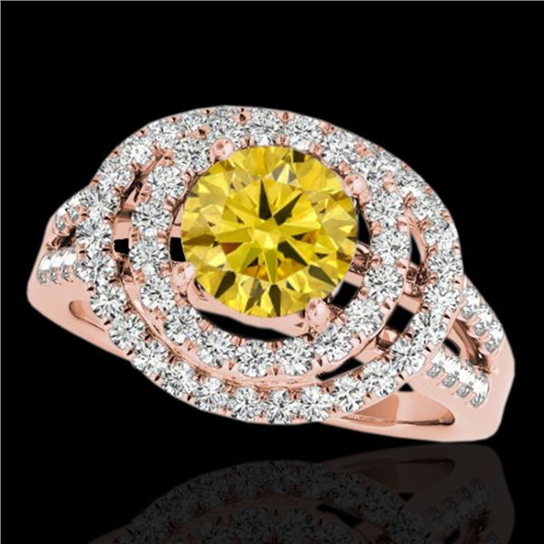 1.75 ctw Certified SI/I Fancy Intense Yellow Diamond Ring 10k Rose Gold - REF-211W4H