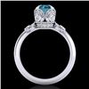 Image 3 : 1.75 ctw Fancy Intense Blue Diamond Art Deco Ring 18k White Gold - REF-236R4K