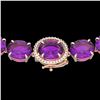 Image 1 : 175 ctw Amethyst & Diamond Micro Eternity Necklace 14k Rose Gold - REF-483N6F