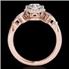 Image 2 : 1.56 ctw Certified Diamond Solitaire Halo Ring 10k Rose Gold - REF-245Y5X