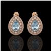 7.15 ctw Aquamarine & Diamond Victorian Earrings 14K Rose Gold - REF-285R8K