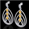 4 ctw Citrine & Micro Pave VS/SI Diamond Earrings 18k White Gold - REF-307W3H
