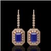 Image 1 : 14.16 ctw Sapphire & Diamond Victorian Earrings 14K Rose Gold - REF-318M2G